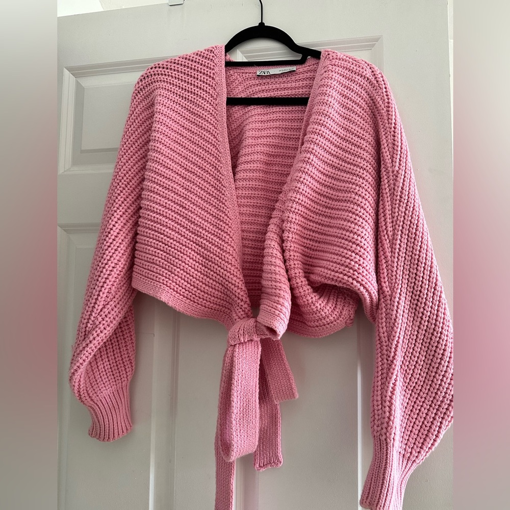 ZARA WOMAN HOT PINK WRAP SWEATER WORN ONCE